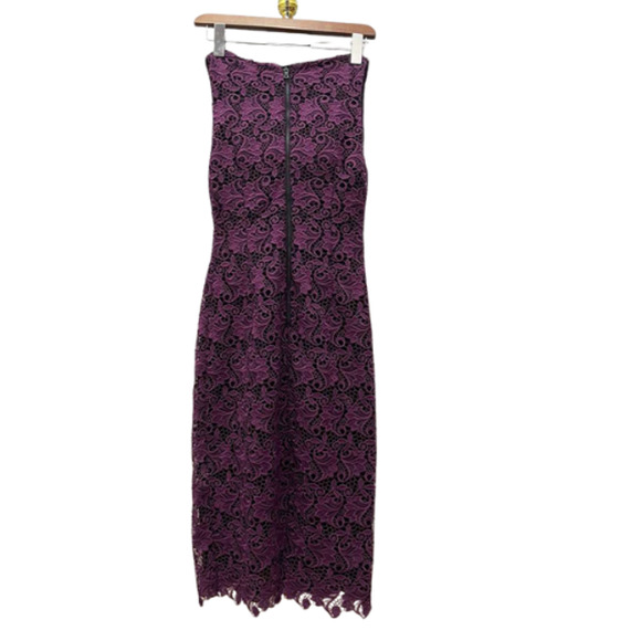 Alice + Olivia Plum Purple Lace V-Neck Sleeveless Sheath Dress 0 New With Tags - Picture 3 of 14